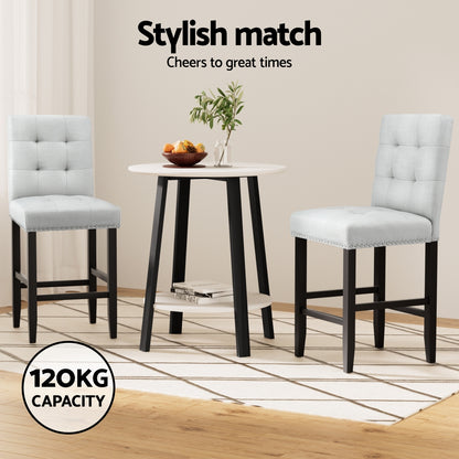 Artiss 2x Bar Stools Kitchen Dining Chairs Counter Fabric Stool Wooden Ada Grey-Furniture > Bar Stools &amp; Chairs > Table &amp; Bar Stools-PEROZ Accessories