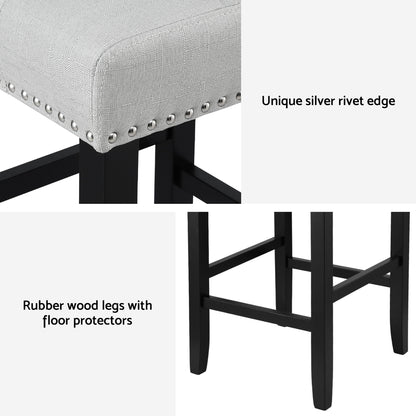 Artiss 2x Bar Stools Kitchen Dining Chairs Counter Fabric Stool Wooden Ada Grey-Furniture > Bar Stools &amp; Chairs > Table &amp; Bar Stools-PEROZ Accessories