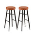 Artiss 2x Bar Stools Kitchen Dining Chairs Counter Round PU Leather Lane Brown-Furniture > Bar Stools & Chairs > Table & Bar Stools-PEROZ Accessories