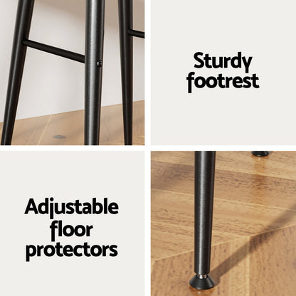 Artiss 2x Bar Stools Kitchen Dining Chairs Counter Round PU Leather Lane Brown-Furniture > Bar Stools &amp; Chairs > Table &amp; Bar Stools-PEROZ Accessories