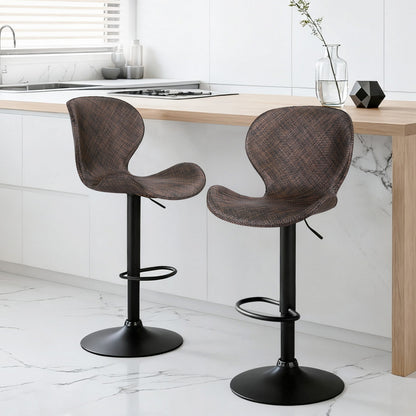 Artiss 2x Bar Stools Kitchen Swivel Gas Lift Counter Chair Wing PE Rattan Brown-Furniture > Bar Stools &amp; Chairs > Table &amp; Bar Stools-PEROZ Accessories