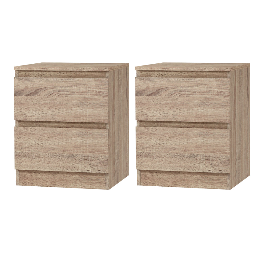 Artiss 2x Bedside Table 2 Drawers - PEPE Oak-Furniture > Bedroom > Bedside Tables-PEROZ Accessories