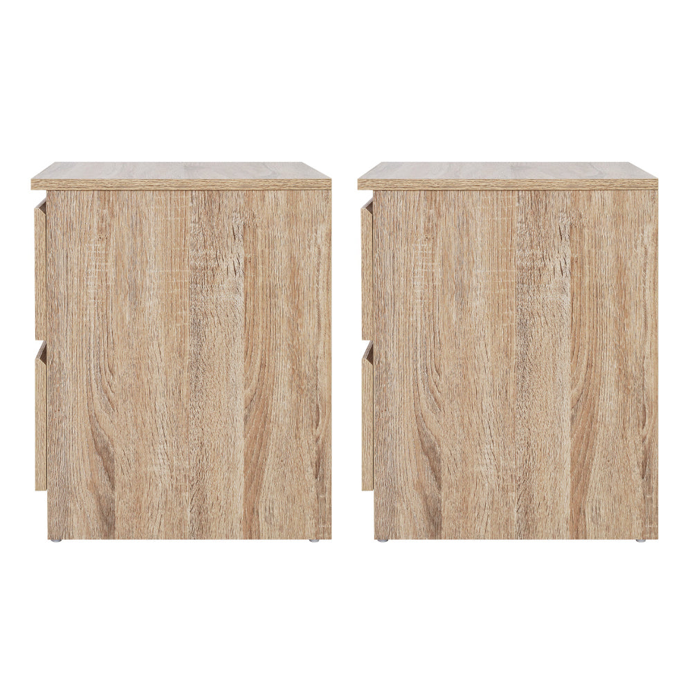 Artiss 2x Bedside Table 2 Drawers - PEPE Oak-Furniture > Bedroom > Bedside Tables-PEROZ Accessories