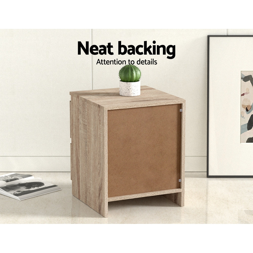 Artiss 2x Bedside Table 2 Drawers - PEPE Oak-Furniture > Bedroom > Bedside Tables-PEROZ Accessories