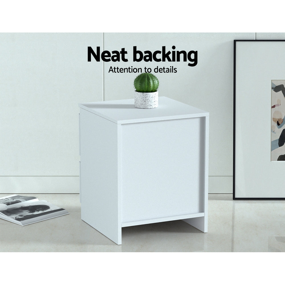 Artiss 2x Bedside Table 2 Drawers - PEPE White-Furniture > Bedroom > Bedside Tables-PEROZ Accessories