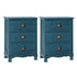 Artiss 2x Bedside Table 3 Drawers Vintage - THYME Blue-Furniture > Bedroom > Bedside Tables-PEROZ Accessories