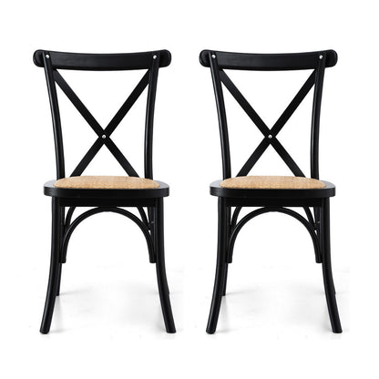 Artiss 2x Dining Chairs Rattan Wooden Kitchen Accent Chair Cafe Lounge Rubber Wood-Furniture > Dining > Kitchen &amp; Dining Chairs-PEROZ Accessories