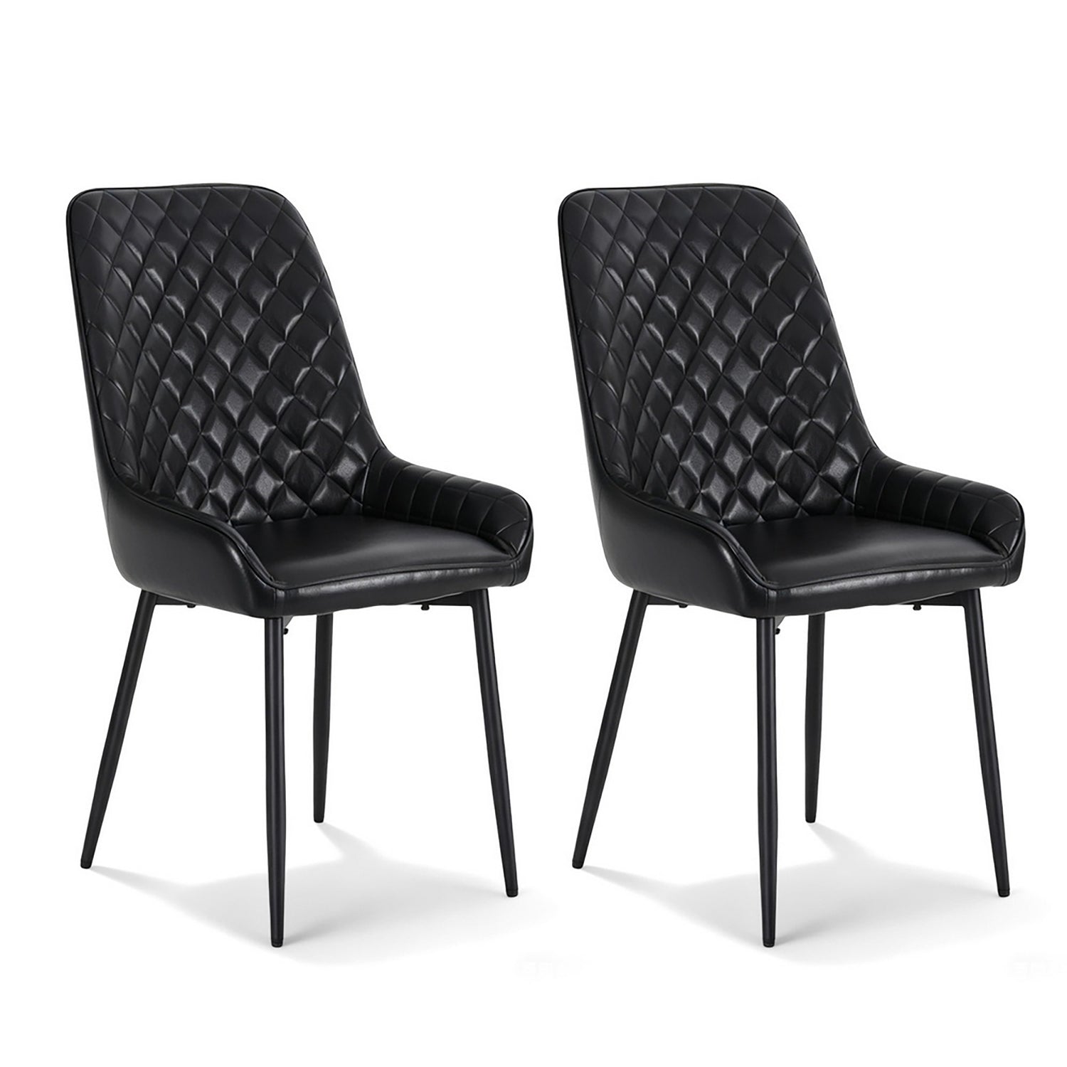 Artiss 2x Dining Chairs Retro PU Leather Kitchen Lounge Cafe Accent Chair Black-Furniture > Dining > Kitchen &amp; Dining Chairs-PEROZ Accessories
