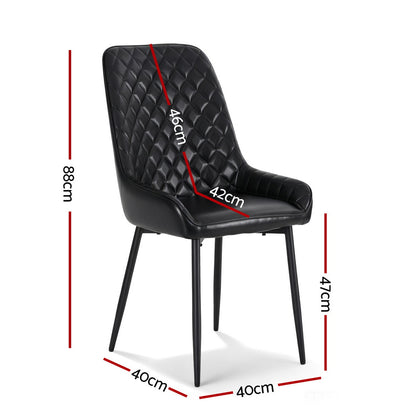 Artiss 2x Dining Chairs Retro PU Leather Kitchen Lounge Cafe Accent Chair Black-Furniture > Dining > Kitchen &amp; Dining Chairs-PEROZ Accessories