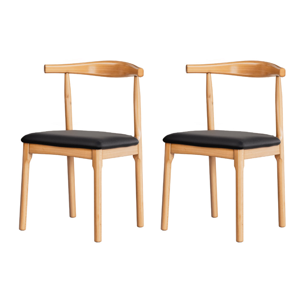 Artiss 2x Dining Chairs Rubber Wood Leather Seat Black-Furniture > Dining > Kitchen &amp; Dining Chairs-PEROZ Accessories