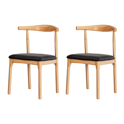 Artiss 2x Dining Chairs Rubber Wood Leather Seat Black-Furniture > Dining > Kitchen &amp; Dining Chairs-PEROZ Accessories