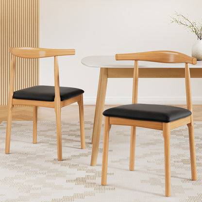 Artiss 2x Dining Chairs Rubber Wood Leather Seat Black-Furniture > Dining > Kitchen &amp; Dining Chairs-PEROZ Accessories