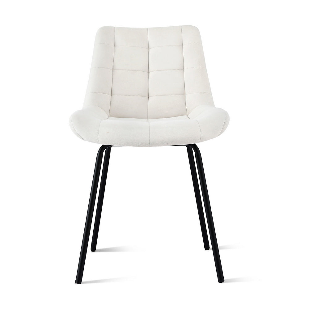 Artiss 2x Dining Chairs Velvet Tufted Kitchen Lounge Cafe Accent Chair Beige-Furniture > Dining > Kitchen &amp; Dining Chairs-PEROZ Accessories