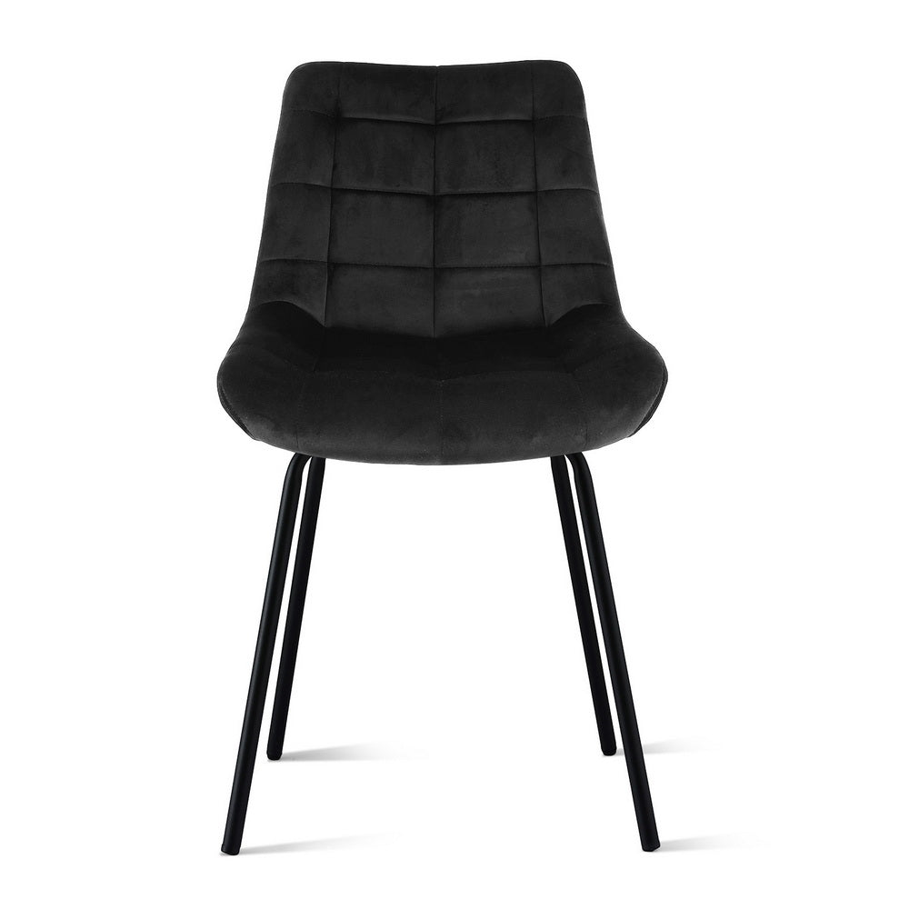 Artiss 2x Dining Chairs Velvet Tufted Kitchen Lounge Cafe Accent Chair Black-Furniture > Dining > Kitchen &amp; Dining Chairs-PEROZ Accessories