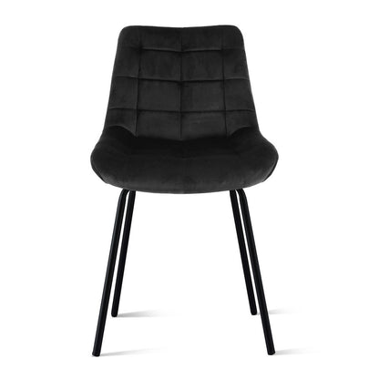 Artiss 2x Dining Chairs Velvet Tufted Kitchen Lounge Cafe Accent Chair Black-Furniture > Dining > Kitchen &amp; Dining Chairs-PEROZ Accessories