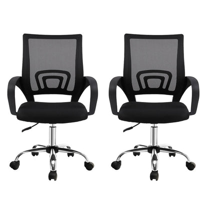 Artiss 2x Mesh Office Chair Mid Back Black-Furniture > Office > Office &amp; Desk Chairs-PEROZ Accessories
