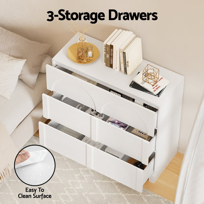 Artiss 3 Chest of Drawers Lowboy Dresser Cabinet White-Furniture > Bedroom > Dressers-PEROZ Accessories