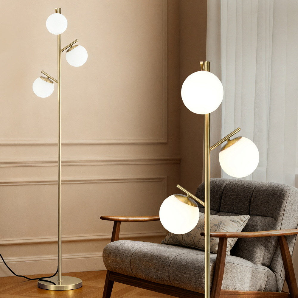 Artiss 3-Light Tree Floor Lamp 165cm Tall Standing Light with Sphere Glass Shades for Modern Homes-Home &amp; Garden > Lighting > Floor Lamps-PEROZ Accessories