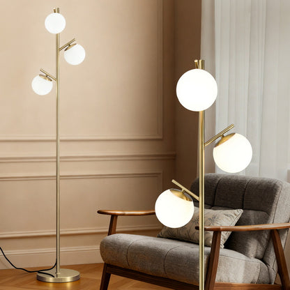 Artiss 3-Light Tree Floor Lamp 165cm Tall Standing Light with Sphere Glass Shades for Modern Homes-Home &amp; Garden > Lighting > Floor Lamps-PEROZ Accessories