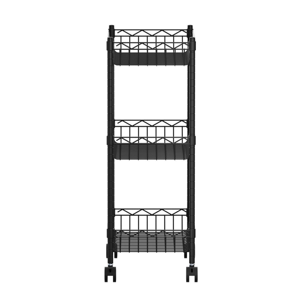 Artiss 3-Tier Shelving Unit Adjustable Garage Storage Kitchen Rack With Wheels-Furniture > Dining > Kitchen &amp; Dining Trolleys-PEROZ Accessories