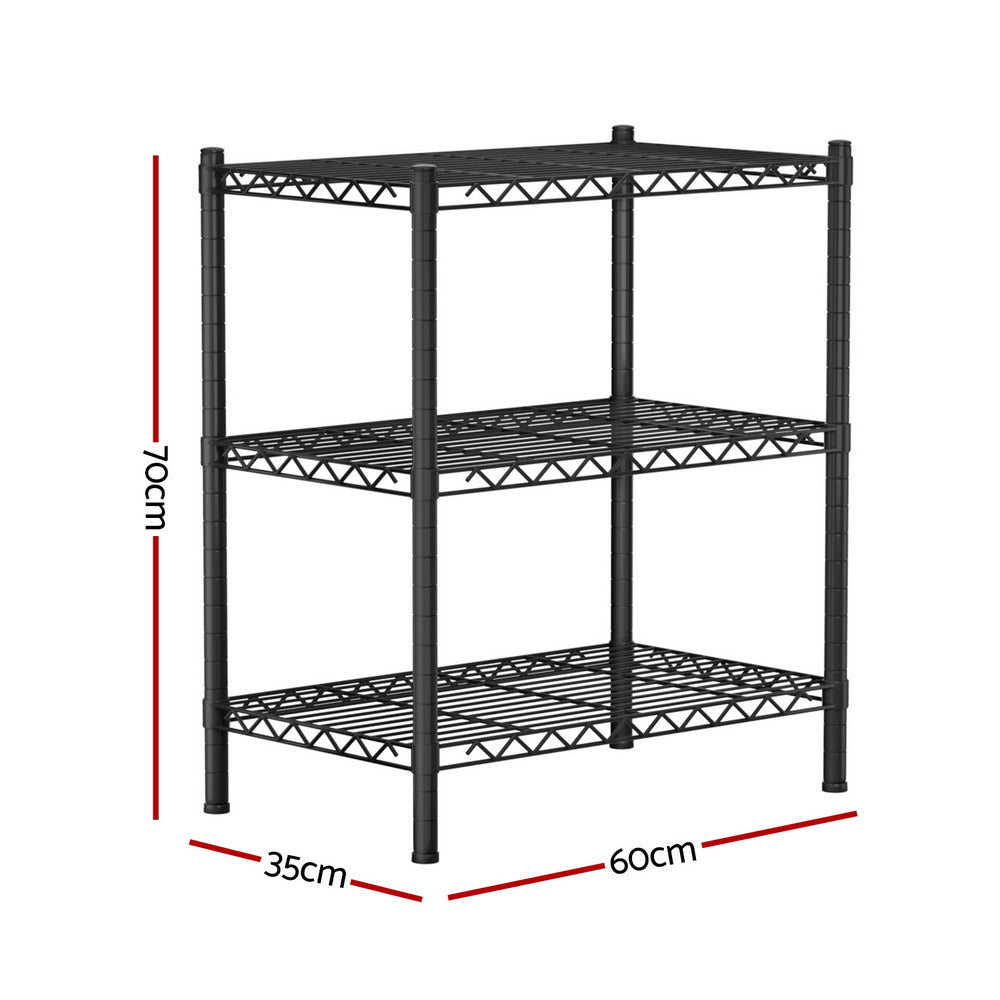 Artiss 3-Tier Shelving Unit Adjustable Garage Storage Shelves Kitchen Rack Steel-Furniture > Dining > Kitchen &amp; Dining Trolleys-PEROZ Accessories