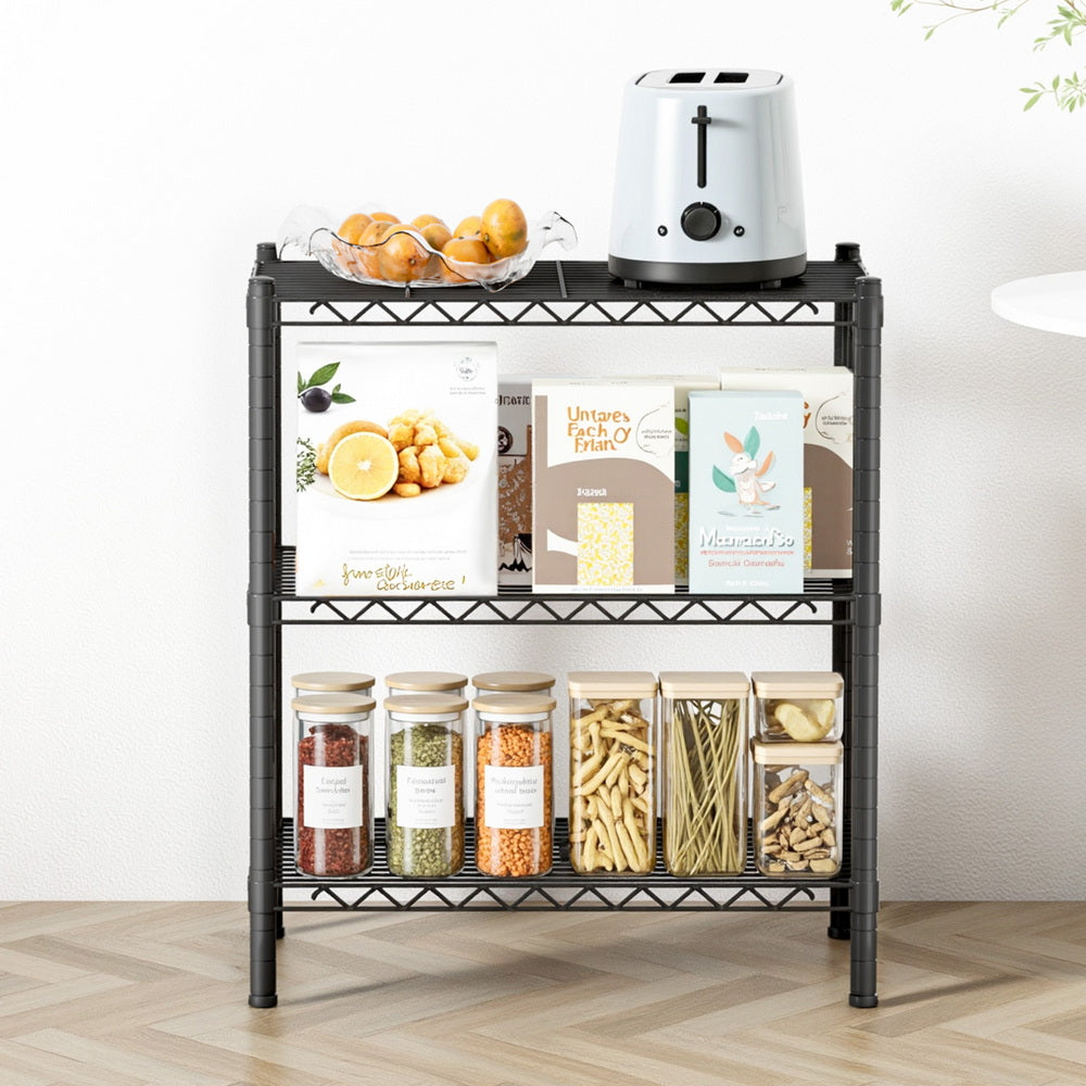 Artiss 3-Tier Shelving Unit Adjustable Garage Storage Shelves Kitchen Rack Steel-Furniture > Dining > Kitchen &amp; Dining Trolleys-PEROZ Accessories