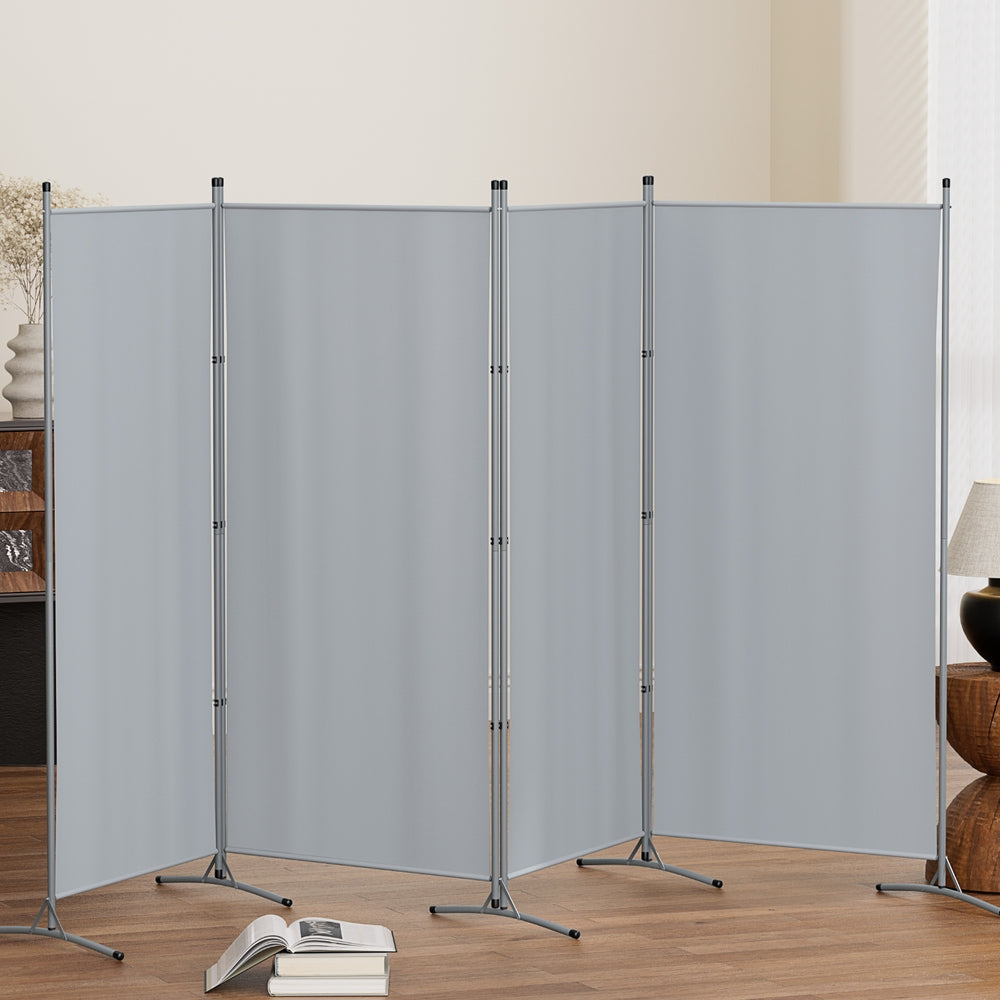Artiss 4 Panel Room Divider Screen 345x180cm Fabric Grey-Furniture > Bedroom > Room Dividers-PEROZ Accessories