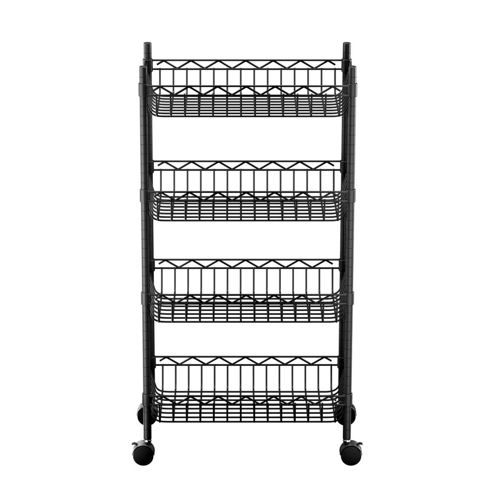 Artiss 4-Tier Shelving Unit Adjustable Garage Storage Kitchen Rack With Wheels-Furniture > Dining > Kitchen &amp; Dining Trolleys-PEROZ Accessories