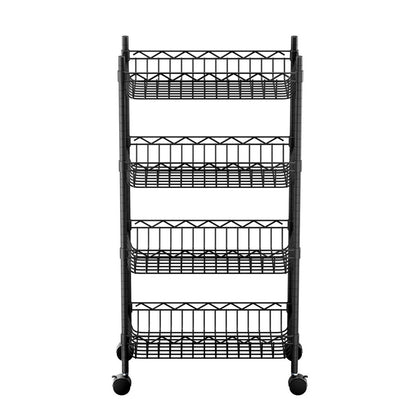 Artiss 4-Tier Shelving Unit Adjustable Garage Storage Kitchen Rack With Wheels-Furniture > Dining > Kitchen &amp; Dining Trolleys-PEROZ Accessories