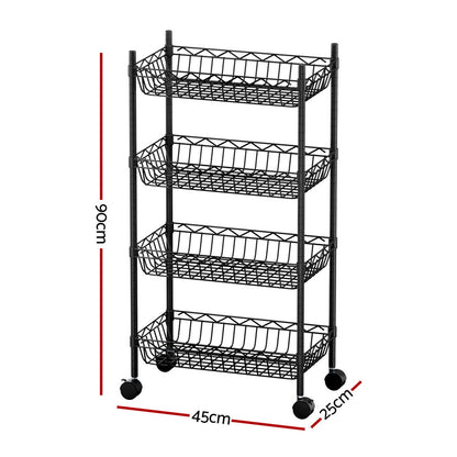 Artiss 4-Tier Shelving Unit Adjustable Garage Storage Kitchen Rack With Wheels-Furniture > Dining > Kitchen &amp; Dining Trolleys-PEROZ Accessories