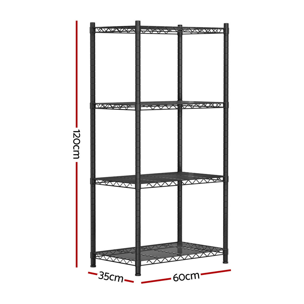 Artiss 4-Tier Shelving Unit Adjustable Garage Storage Shelves Kitchen Rack Steel-Furniture > Dining > Kitchen &amp; Dining Trolleys-PEROZ Accessories