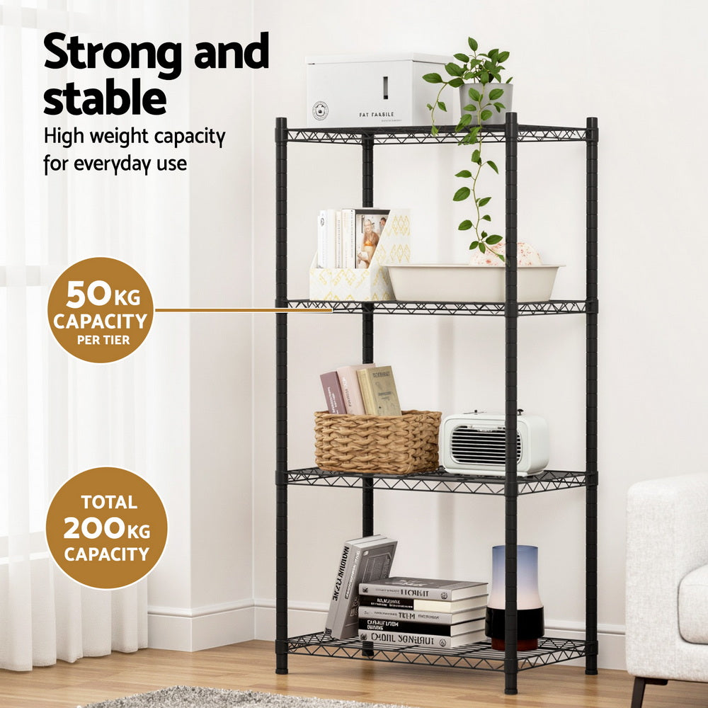Artiss 4-Tier Shelving Unit Adjustable Garage Storage Shelves Kitchen Rack Steel-Furniture > Dining > Kitchen &amp; Dining Trolleys-PEROZ Accessories