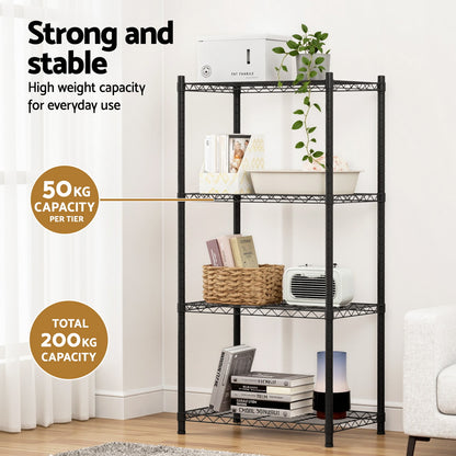 Artiss 4-Tier Shelving Unit Adjustable Garage Storage Shelves Kitchen Rack Steel-Furniture > Dining > Kitchen &amp; Dining Trolleys-PEROZ Accessories