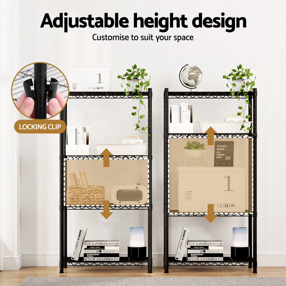 Artiss 4-Tier Shelving Unit Adjustable Garage Storage Shelves Kitchen Rack Steel-Furniture > Dining > Kitchen &amp; Dining Trolleys-PEROZ Accessories