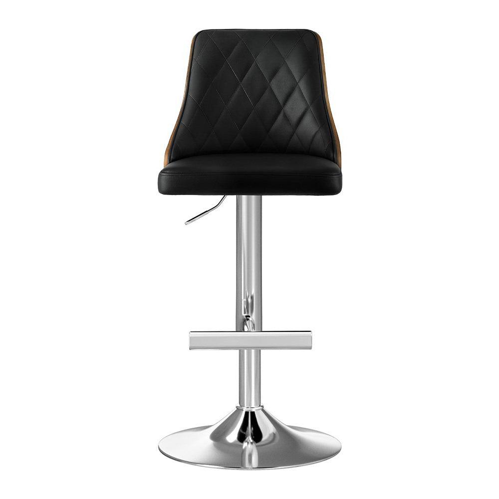 Artiss 4X Bar Stool Wood Swivel Adjustable Kitchen Counter Stool Leather Black-Furniture > Bar Stools &amp; Chairs > Table &amp; Bar Stools-PEROZ Accessories