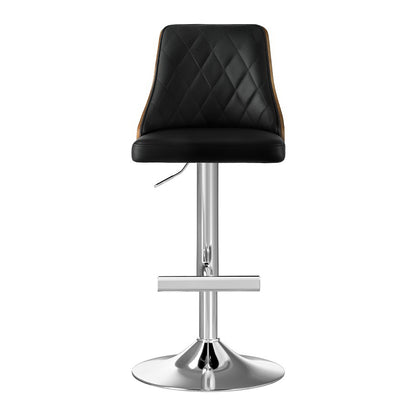 Artiss 4X Bar Stool Wood Swivel Adjustable Kitchen Counter Stool Leather Black-Furniture > Bar Stools &amp; Chairs > Table &amp; Bar Stools-PEROZ Accessories