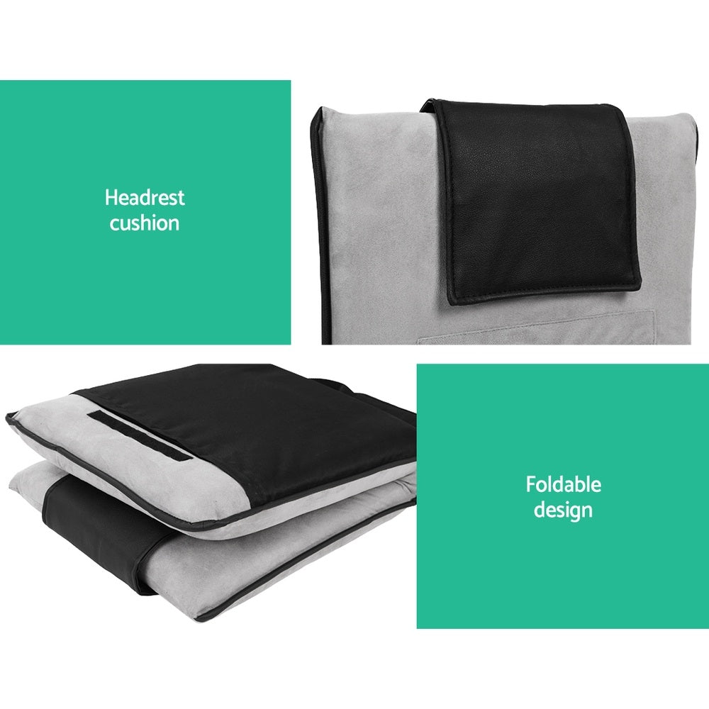 Artiss 4X Floor Lounge Sofa Bed Floor Cushion Velvet Grey-Furniture > Bar Stools &amp; Chairs > Arm Chairs &amp; Recliners-PEROZ Accessories