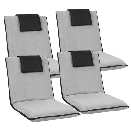 Artiss 4X Floor Lounge Sofa Bed Floor Cushion Velvet Grey-Furniture > Bar Stools &amp; Chairs > Arm Chairs &amp; Recliners-PEROZ Accessories