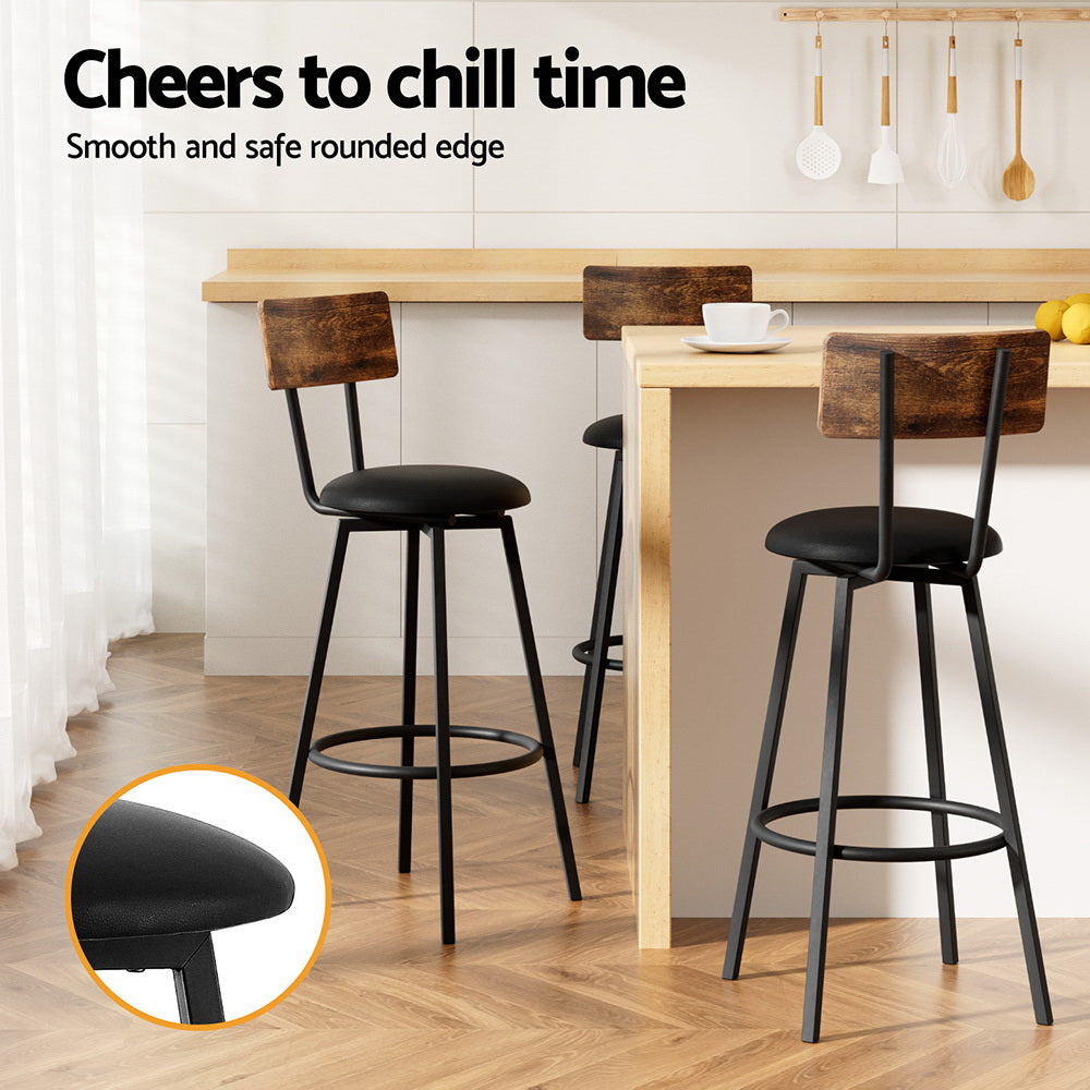 Artiss 4X Industrial Bar Stools Upholstered Counter Chairs Steel Frame Anti-Scratch-Furniture > Bar Stools &amp; Chairs > Table &amp; Bar Stools-PEROZ Accessories