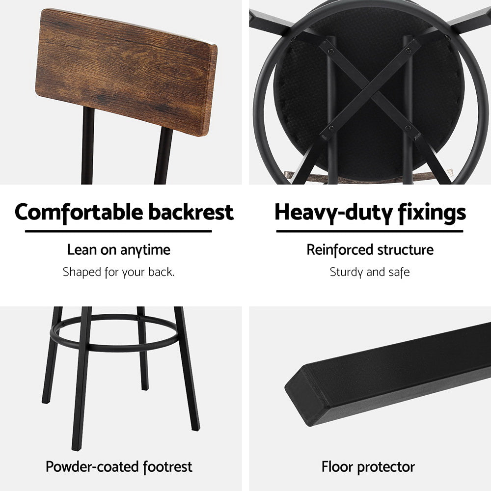 Artiss 4X Industrial Bar Stools Upholstered Counter Chairs Steel Frame Anti-Scratch-Furniture > Bar Stools &amp; Chairs > Table &amp; Bar Stools-PEROZ Accessories