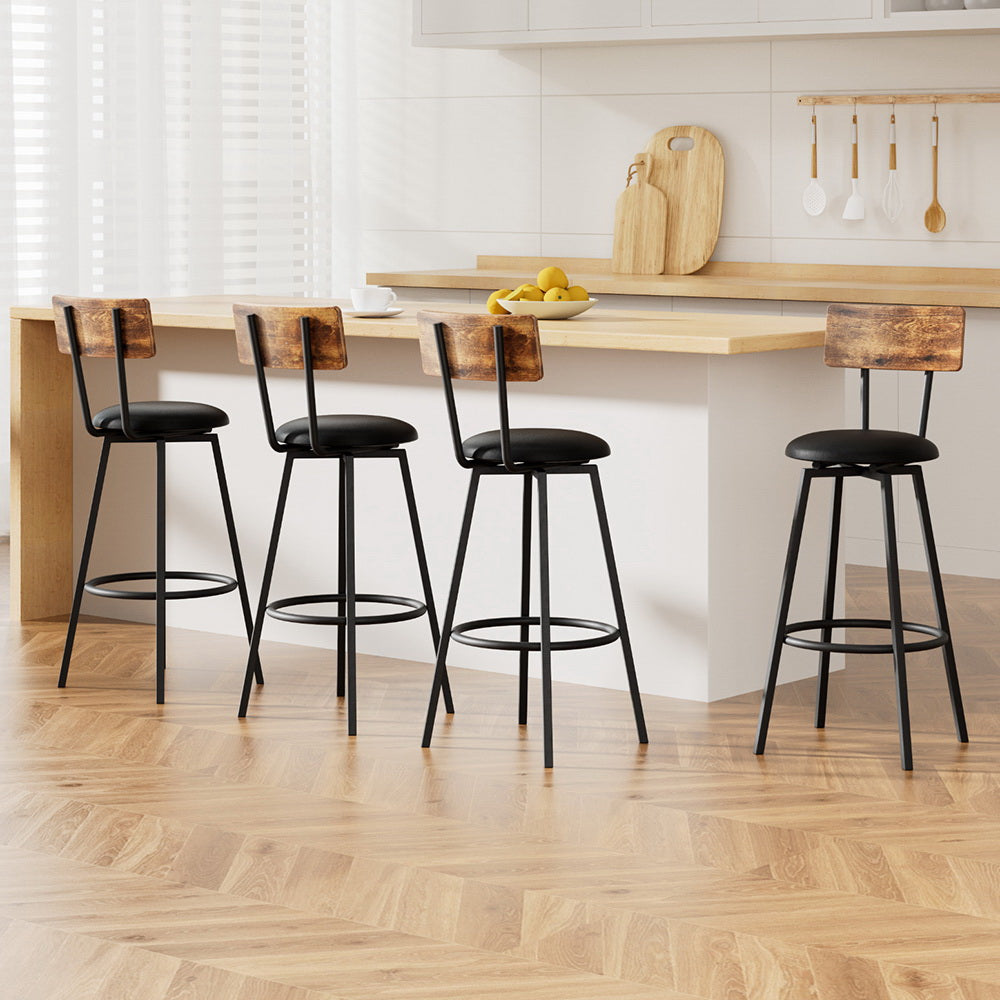 Artiss 4X Industrial Bar Stools Upholstered Counter Chairs Steel Frame Anti-Scratch-Furniture > Bar Stools &amp; Chairs > Table &amp; Bar Stools-PEROZ Accessories