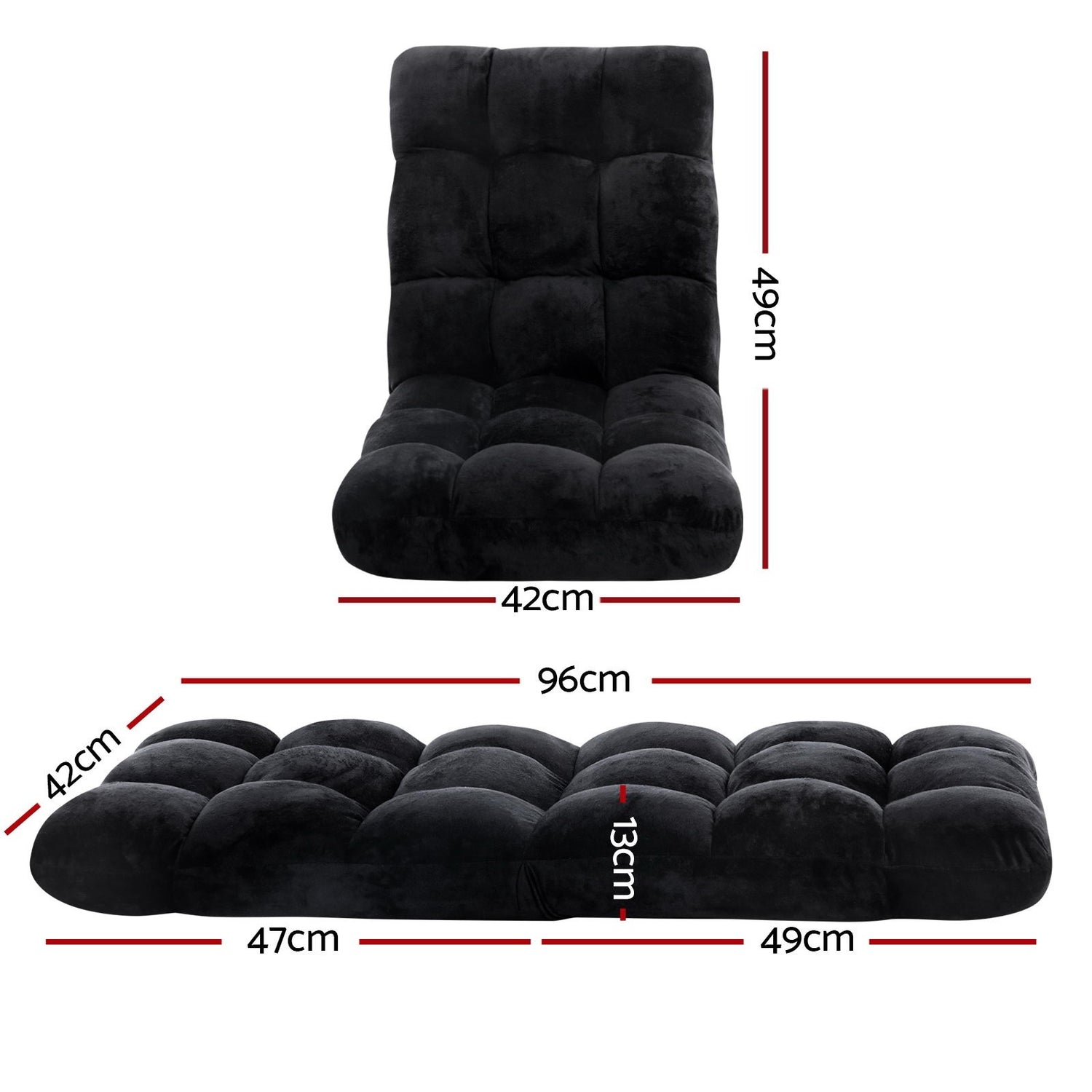 Artiss 4X Lounge Sofa Bed Flannel Fabric Black-Furniture > Bar Stools &amp; Chairs > Arm Chairs &amp; Recliners-PEROZ Accessories