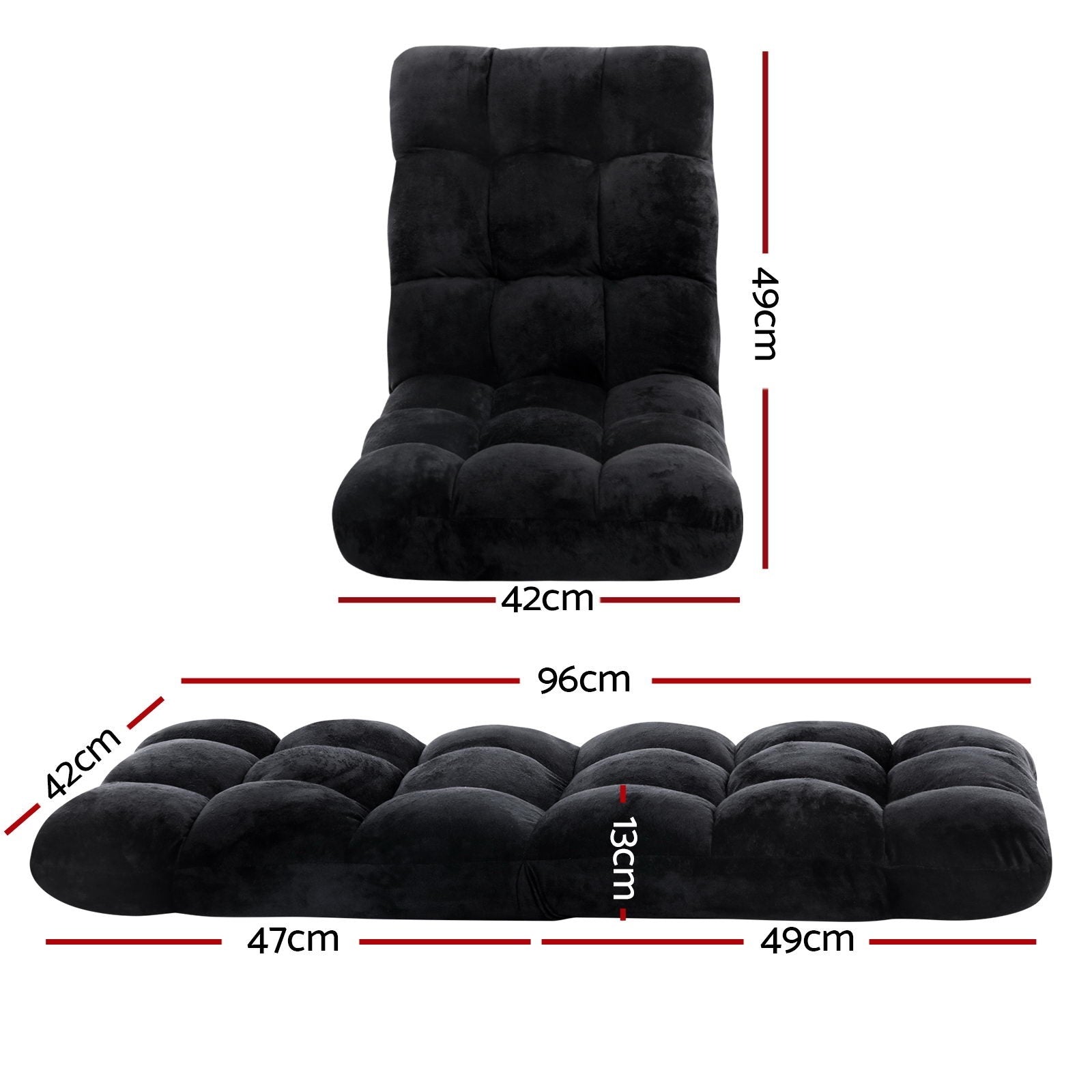 Artiss 4X Lounge Sofa Bed Flannel Fabric Black-Furniture > Bar Stools &amp; Chairs > Arm Chairs &amp; Recliners-PEROZ Accessories