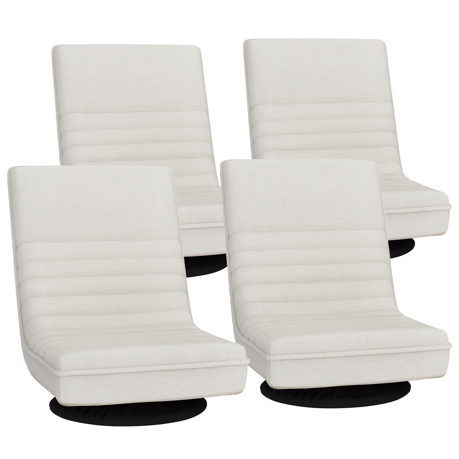 Artiss 4XFloor Chair Lounge Sofa Swivel Foldable Linen White-Furniture > Bar Stools &amp; Chairs > Arm Chairs &amp; Recliners-PEROZ Accessories