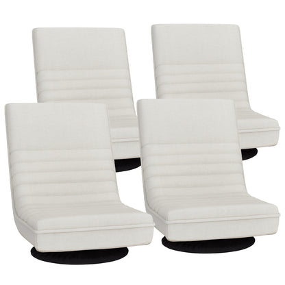 Artiss 4XFloor Chair Lounge Sofa Swivel Foldable Linen White-Furniture > Bar Stools &amp; Chairs > Arm Chairs &amp; Recliners-PEROZ Accessories