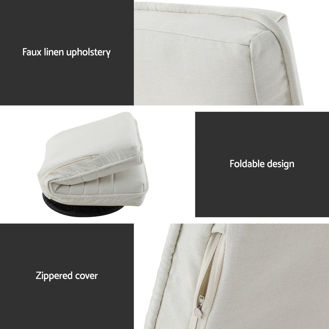 Artiss 4XFloor Chair Lounge Sofa Swivel Foldable Linen White-Furniture > Bar Stools &amp; Chairs > Arm Chairs &amp; Recliners-PEROZ Accessories