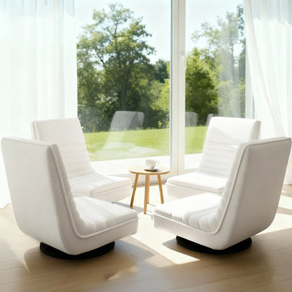 Artiss 4XFloor Chair Lounge Sofa Swivel Foldable Linen White-Furniture > Bar Stools &amp; Chairs > Arm Chairs &amp; Recliners-PEROZ Accessories