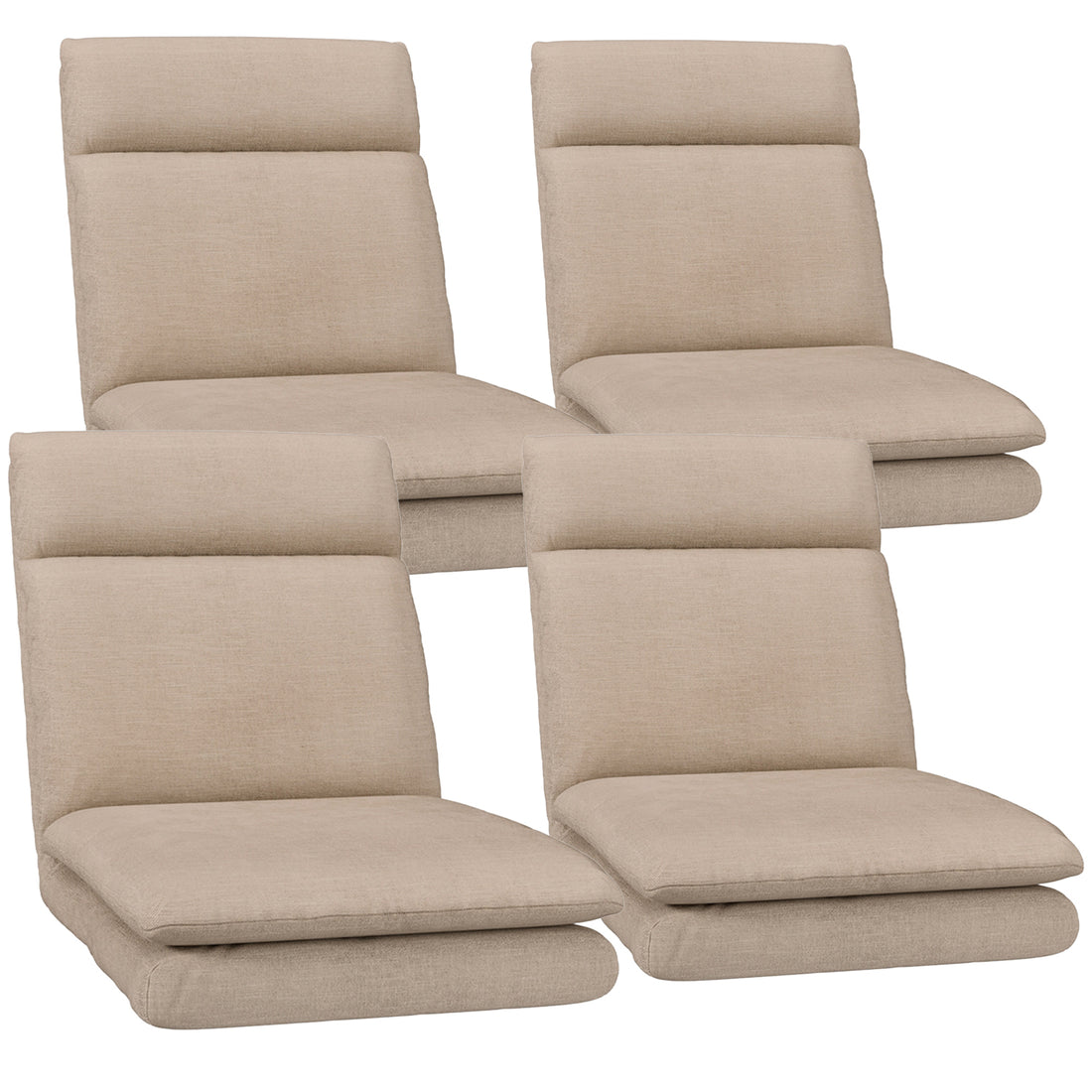 Artiss 4XFloor Chair Sofa Linen Beige-Furniture > Bar Stools &amp; Chairs > Arm Chairs &amp; Recliners-PEROZ Accessories