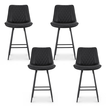 Artiss 4x Bar Stools Kitchen Dining Chair Counter Stool Diamond PU Leather Black-Furniture > Bar Stools &amp; Chairs > Table &amp; Bar Stools-PEROZ Accessories