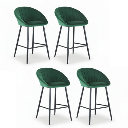 Artiss 4x Bar Stools Kitchen Dining Chair Counter Stool Tub Velvet Metal Green-Furniture > Bar Stools &amp; Chairs > Table &amp; Bar Stools-PEROZ Accessories